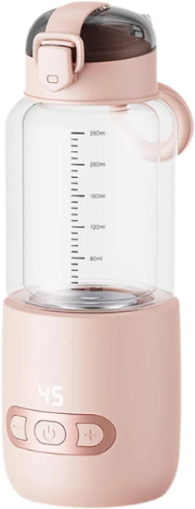 Alt view image 7 of 7 - Thermostatic Mug Portable Milk Warmer Bottle Glass Bottle Fast Heating Electric Water Boiler USB Rechargeable Suitable for Gift Giving Home Decoration, Pink 250ml