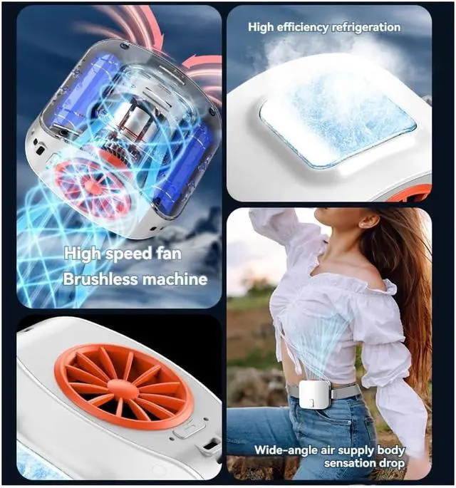 Alt view image 3 of 6 - Outdoor Portable Waist Fan Hanging Neck Fan Strong Wind forSports Outdoor Working