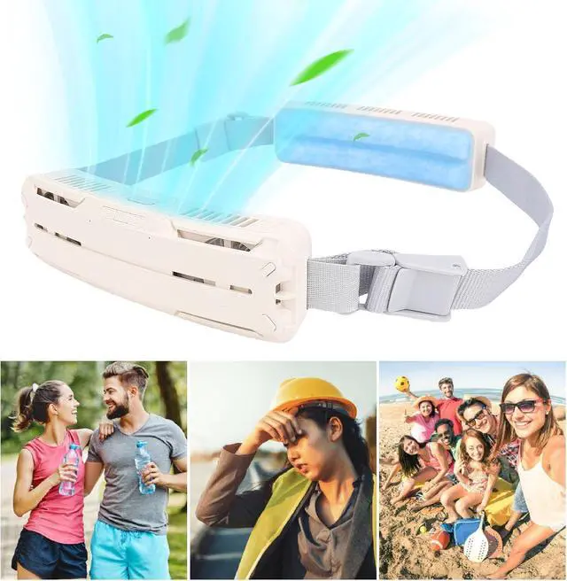 Alt view image 2 of 7 - Wearable Waist Fan Strong Wind Portable USB Rechargeable Cooling Belt Fan for Outdoor Sports Work Travel Lightweight ABS 5000mAh Battery (White)