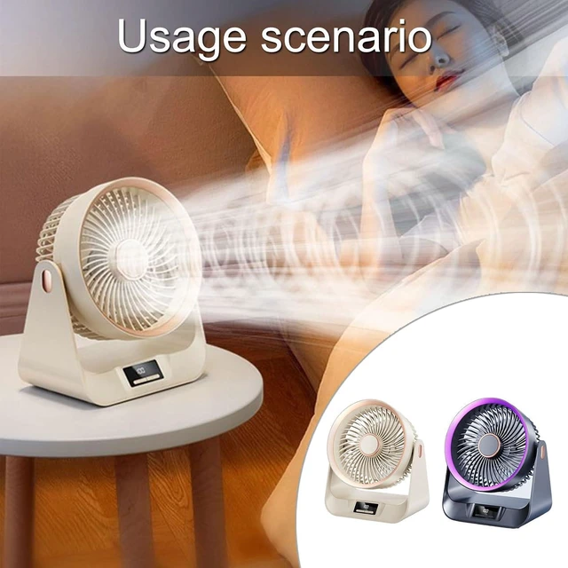 Alt view image 2 of 7 - Desk Fan Quiet Digital Display Portable for Bedroom Kitchen Home Outdoor 5 Speed Small Travel Camping Table Outdoor Travel