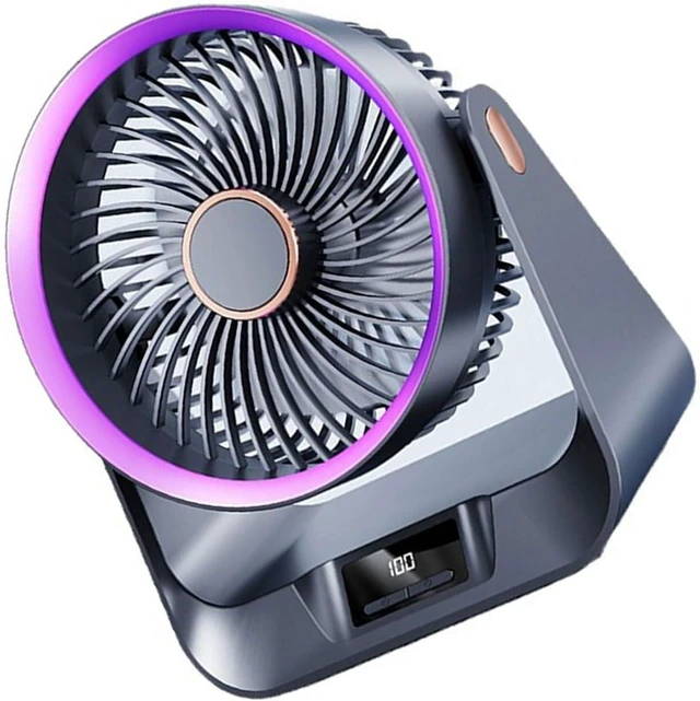 Alt view image 6 of 7 - Desk Fan Quiet Digital Display Portable for Bedroom Kitchen Home Outdoor 5 Speed Small Travel Camping Table Outdoor Travel