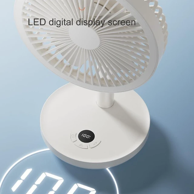 Alt view image 6 of 6 - Smart Oscillating Desktop Fan with 5 Gear Wind Speeds, USB Rechargeable, 4000mAh