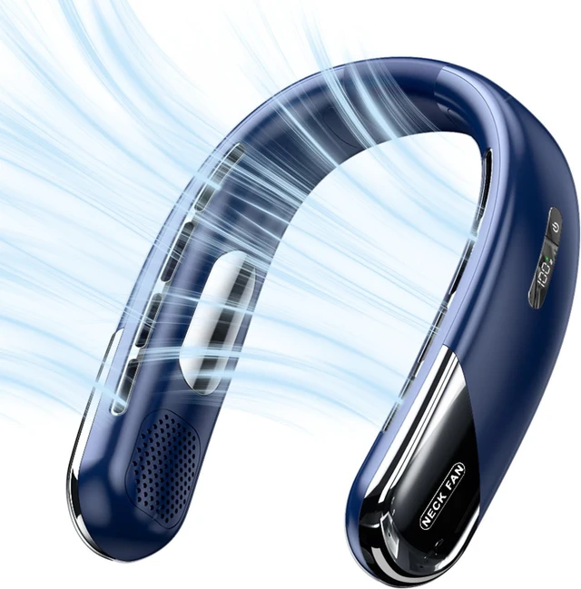 Main image of neck fan, Blow Cold Air Neck Cooler Wearable Fan Around Your Adjustable Hands Free Rechargeable Gift
