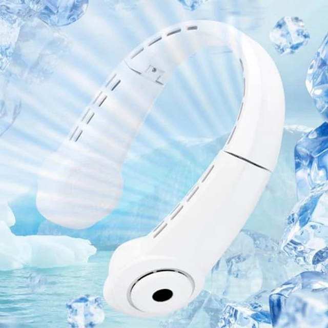 Alt view image 3 of 7 - neck fan, Neck Air Conditioner Portable Fan Rechargeable Bladeless Fans That Blow Cold Personal Cooler White