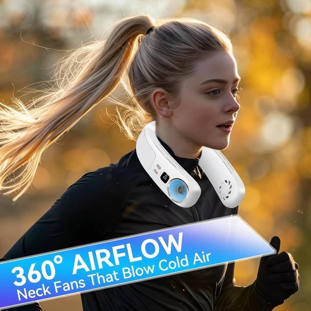Alt view image 2 of 7 - neck fan, Neck Air Conditioner Portable Fan Rechargeable Bladeless Fans That Blow Cold Personal Cooler White
