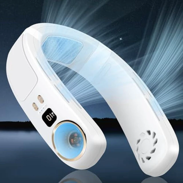 Alt view image 6 of 7 - neck fan, Neck Air Conditioner Portable Fan Rechargeable Bladeless Fans That Blow Cold Personal Cooler White