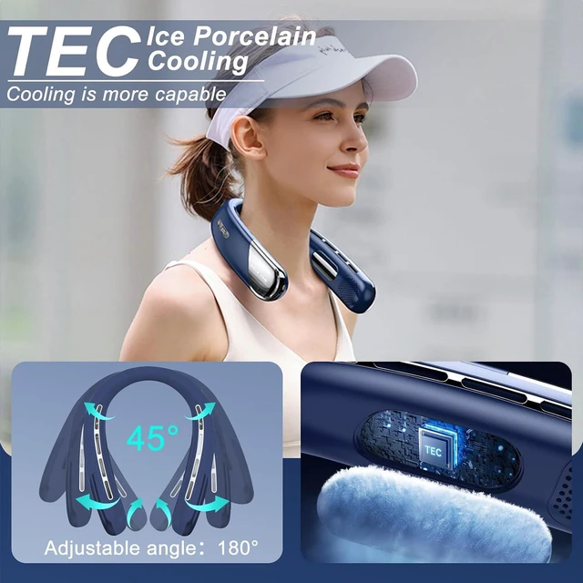 Alt view image 6 of 6 - neck fan, Blow Cold Air Neck Cooler Wearable Fan Around Your Adjustable Hands Free Rechargeable Gift