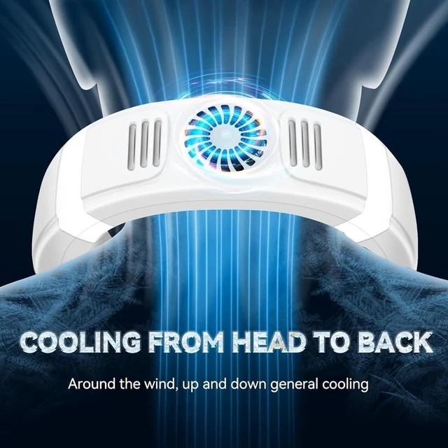 Alt view image 7 of 7 - neck fan, Neck Air Conditioner Portable Fan Rechargeable Bladeless Fans That Blow Cold Personal Cooler White