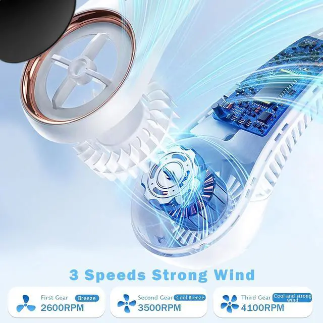Alt view image 4 of 7 - Fans, Suitable for Men and Women for Outdoor Indoor,Neck fan(Black)