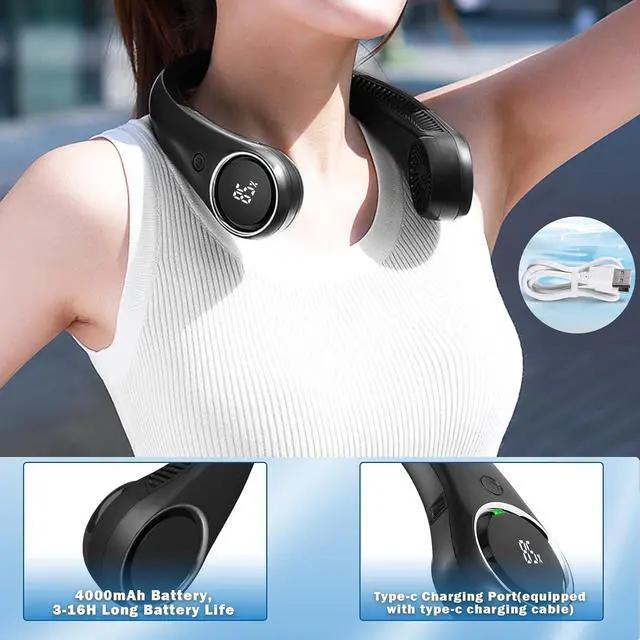Alt view image 6 of 7 - Fans, Suitable for Men and Women for Outdoor Indoor,Neck fan(Black)