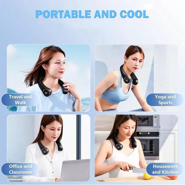 Alt view image 7 of 7 - Fans, Suitable for Men and Women for Outdoor Indoor,Neck fan(Black)
