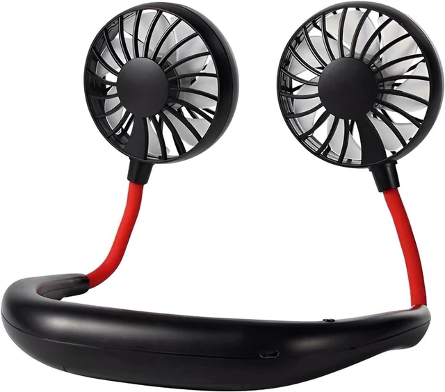 Main image of USB Rechargeable Sports 3-Speed Adjustable Neck Dual Fan Home OfficeOutdoor Travel Portable Hanging Neck Fan(Reddish-black)