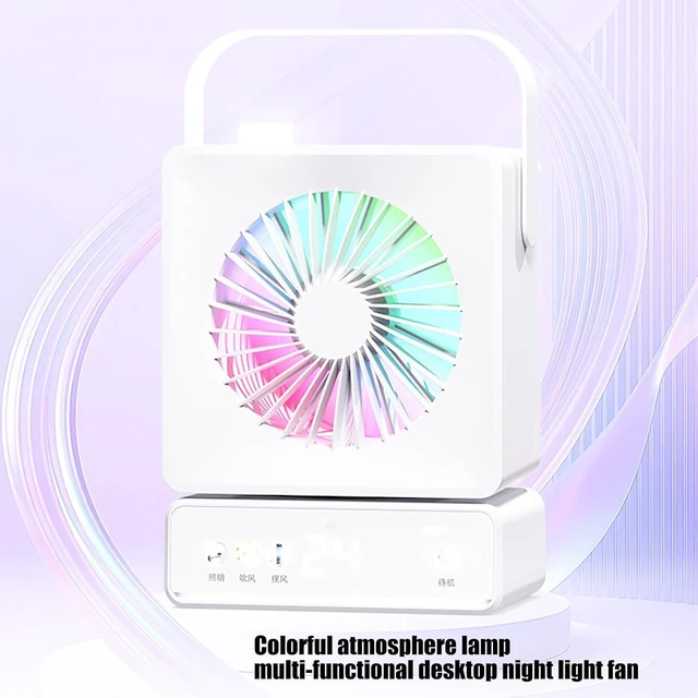 Alt view image 7 of 7 - Handheld Small Ventilation Device with Built in LED Accent Display Type C Charging and Adjustable Settings for Individual Use Fan