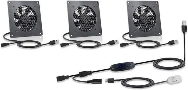 Main image of Low Noise USB Temperature Controlled Fan for Sensitive Environments Libraries Bedrooms and Home Offices 0 to 60 Celsius (U10T1225JGX3)
