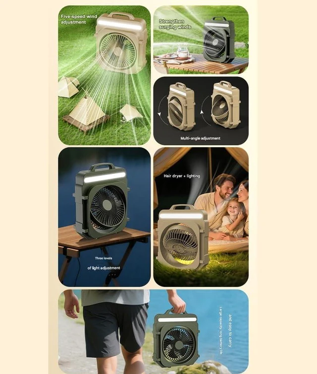Alt view image 4 of 7 - Rechargeable Desk Fan with 5 Adjustable Speed and Quiet Operation Hanging Fan
