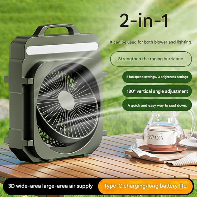 Alt view image 2 of 7 - Rechargeable Desk Fan with 5 Adjustable Speed and Quiet Operation Hanging Fan