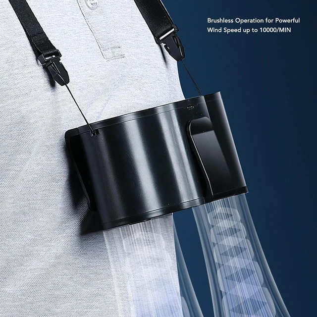 Alt view image 3 of 7 - RiToEasysports Portable Waist Fan, ABS USB Clip On Fan with 4 Speeds and Hanging Lanyard, Personal Cooling Waist for Camping Outdoor Work Jobsite (20000mah)