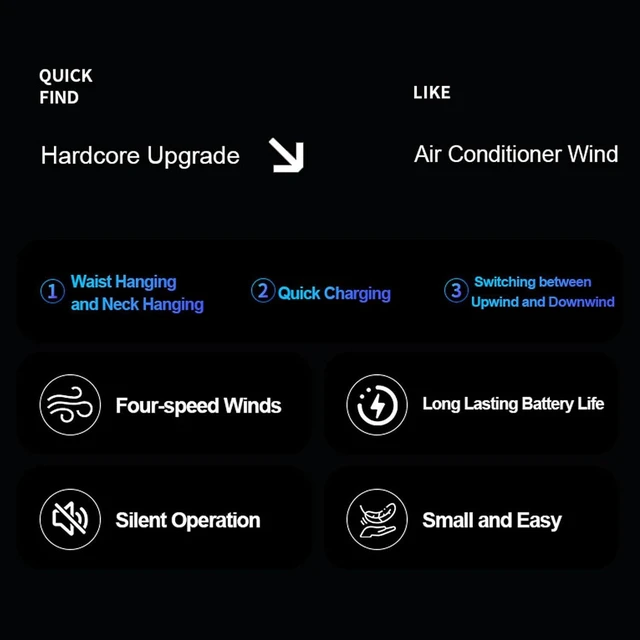 Alt view image 5 of 7 - RiToEasysports Portable Waist Fan, ABS USB Clip On Fan with 4 Speeds and Hanging Lanyard, Personal Cooling Waist for Camping Outdoor Work Jobsite (20000mah)