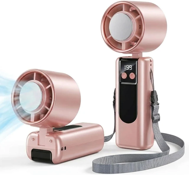 Main image of Portable Handheld Fan,Ice Cooling1-199speed high-turbineTurbo Personal Fan, LED Digital Display, Use Up to 10 Hours, Gift for Girls Women Concert Eyelashes Makeup Travel Summer (Pink)