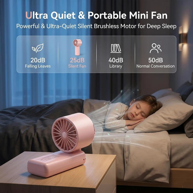 Alt view image 6 of 7 - Portable Handheld Fan,Ice Cooling1-199speed high-turbineTurbo Personal Fan, LED Digital Display, Use Up to 10 Hours, Gift for Girls Women Concert Eyelashes Makeup Travel Summer (Pink)