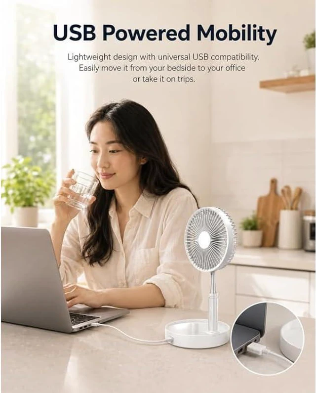 Alt view image 2 of 7 - Ezcool Cordless Fan(3600 mAh)