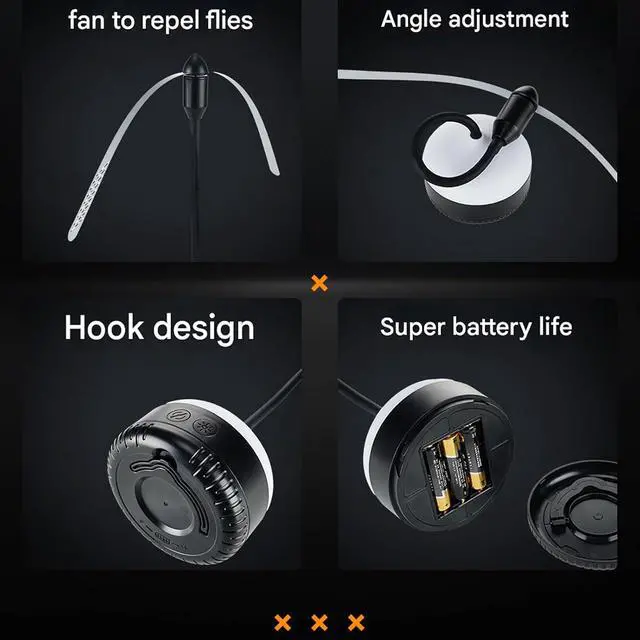 Alt view image 5 of 7 - Of 1 Outdoor Culicid Discouraging Fan Rechargeable Pliable with Hook Appendage for Patio Deck Enjoyment Outdoor Meal Fan