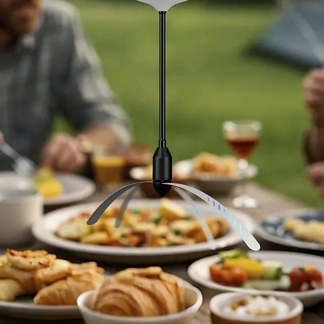 Alt view image 4 of 7 - Of 1 Outdoor Culicid Discouraging Fan Rechargeable Pliable with Hook Appendage for Patio Deck Enjoyment Outdoor Meal Fan