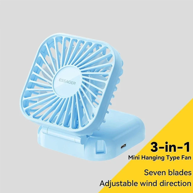Alt view image 2 of 7 - Personal Neck Fan 3-in-1 Cooling Desk Fans Small Quiet 180-Degree Rotation Fan (Blue),Handheld Fans
