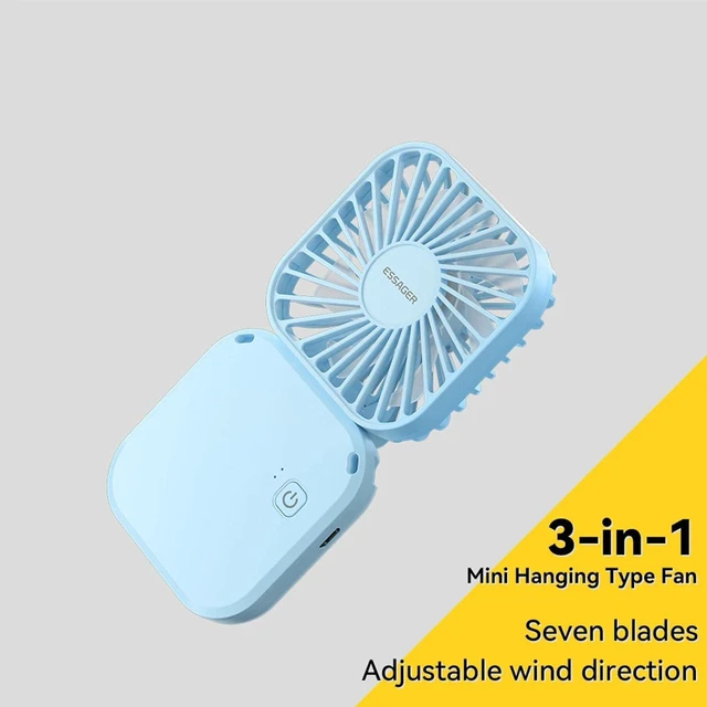 Alt view image 3 of 7 - Personal Neck Fan 3-in-1 Cooling Desk Fans Small Quiet 180-Degree Rotation Fan (Blue),Handheld Fans