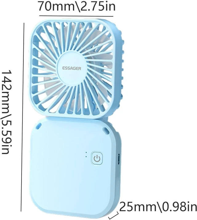 Alt view image 4 of 7 - Personal Neck Fan 3-in-1 Cooling Desk Fans Small Quiet 180-Degree Rotation Fan (Blue),Handheld Fans