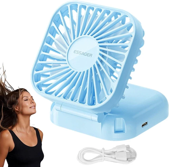 Alt view image 5 of 7 - Personal Neck Fan 3-in-1 Cooling Desk Fans Small Quiet 180-Degree Rotation Fan (Blue),Handheld Fans