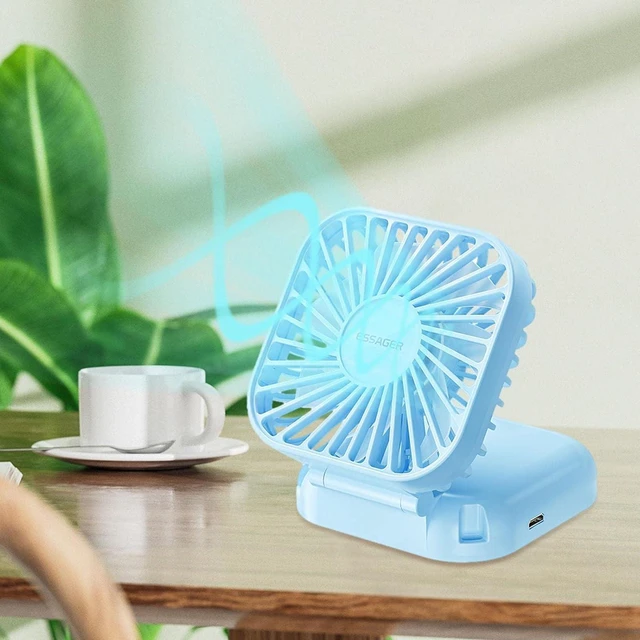 Alt view image 7 of 7 - Personal Neck Fan 3-in-1 Cooling Desk Fans Small Quiet 180-Degree Rotation Fan (Blue),Handheld Fans