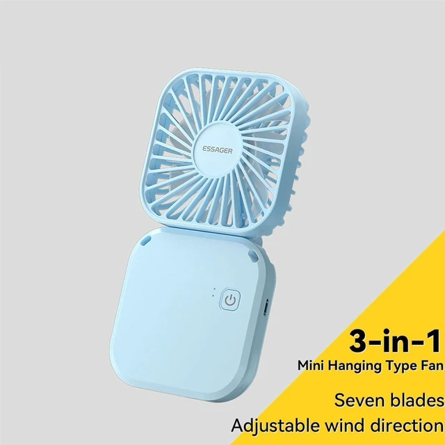 Alt view image 6 of 7 - Personal Neck Fan 3-in-1 Cooling Desk Fans Small Quiet 180-Degree Rotation Fan (Blue),Handheld Fans