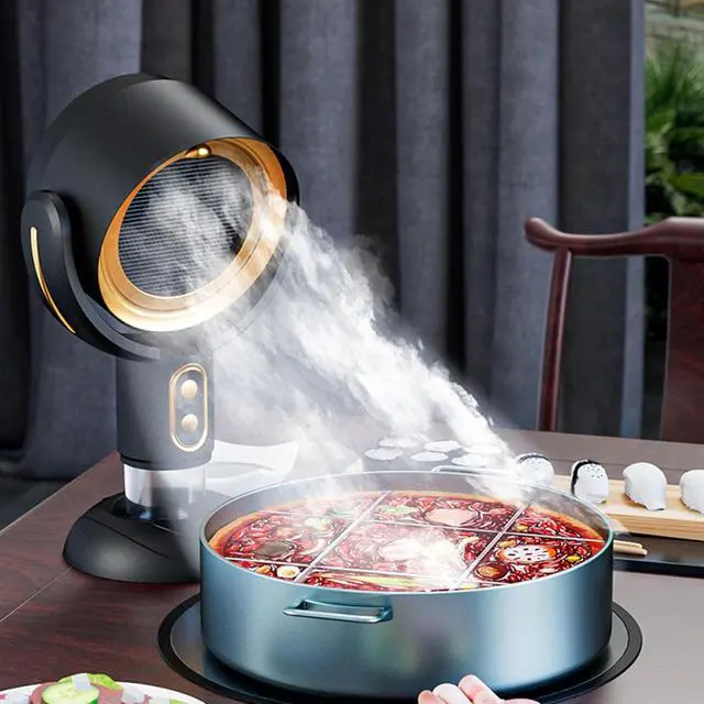 Alt view image 2 of 7 - Smoke Fan USB Rechargeable Quiet Angle Adjustable Detachable Desktop Smoke Purifier for Kitchen Cooking BBQ Black and Gold
