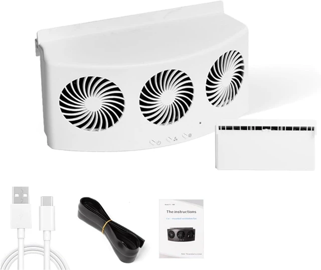 Alt view image 6 of 7 - 3 Head Coolers Car Fan USB/Solar Energy Cooling Vent Exhaust Portable Car Coolers Fan Exhaust Radiator Cooling Solar