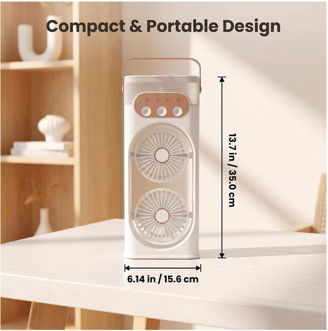 Alt view image 2 of 7 - Bedside Fan Triple-Nozzle Dual-Head Humidifying Spray Aromatherapy Sleep 180° Wide-Angle Airflow For Home Room Office,blue