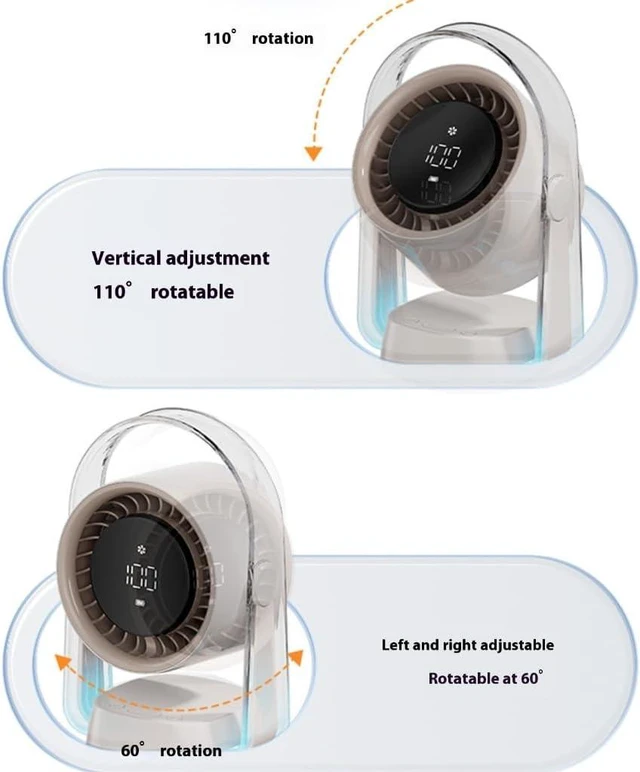 Alt view image 5 of 7 - Rechargeable Desk Fan with 100Speed Oscillation Design Quiet Operate Blue Night Light USB Powered Table
