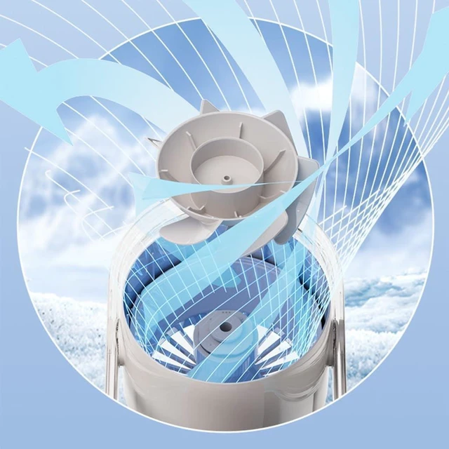 Alt view image 3 of 7 - Rechargeable Desk Fan with 100Speed Oscillation Design Quiet Operate Blue Night Light USB Powered Table