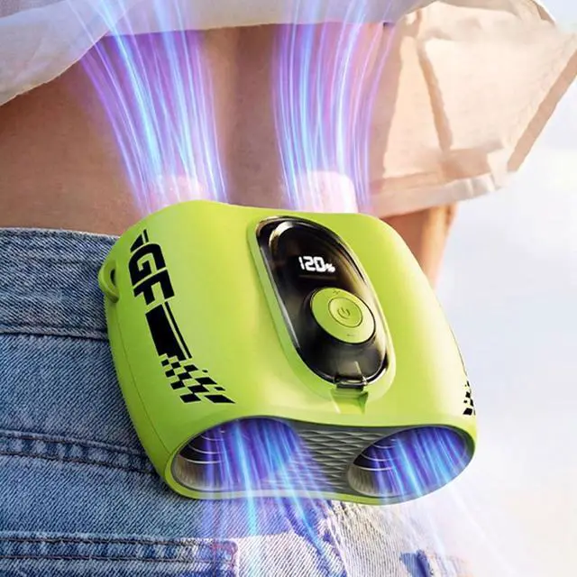 Alt view image 4 of 7 - predolo Waist Fan Handheld Multipurpose Practical Compact Desktop Accessories Sturdy for Running Outdoor Backpacking Home Climbing, Green