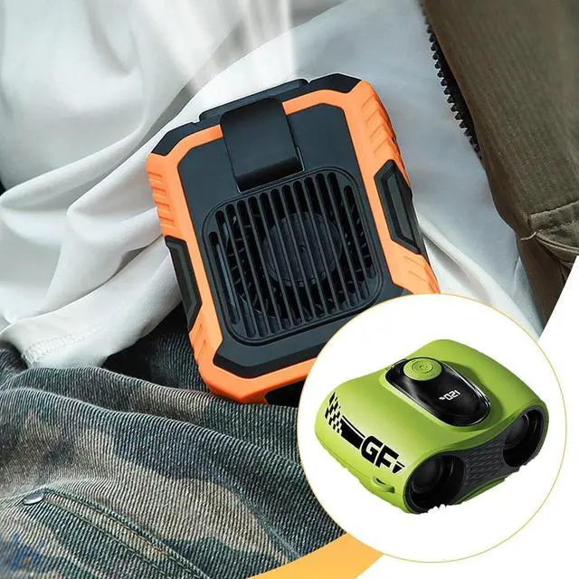 Alt view image 6 of 7 - predolo Waist Fan Handheld Multipurpose Practical Compact Desktop Accessories Sturdy for Running Outdoor Backpacking Home Climbing, Green