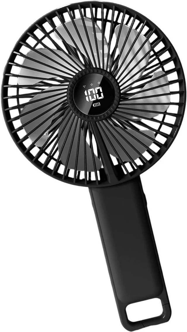 Alt view image 7 of 7 - 6 Inch Rechargeable Handheld Fan with 5 preferences and Foldable Hook for Outdoor Camping Work Travel