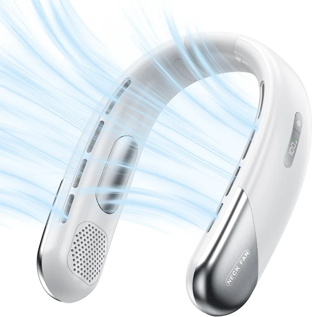 Main image of neck fan, Bladeless Cooling Neck Fan Blow Cold Air Cooler Wearable Around Your Adjustable Hands Free Rechargeable Gift(White)