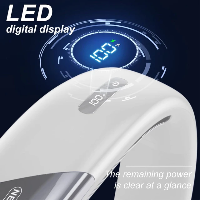 Alt view image 4 of 6 - neck fan, Bladeless Cooling Neck Fan Blow Cold Air Cooler Wearable Around Your Adjustable Hands Free Rechargeable Gift(White)