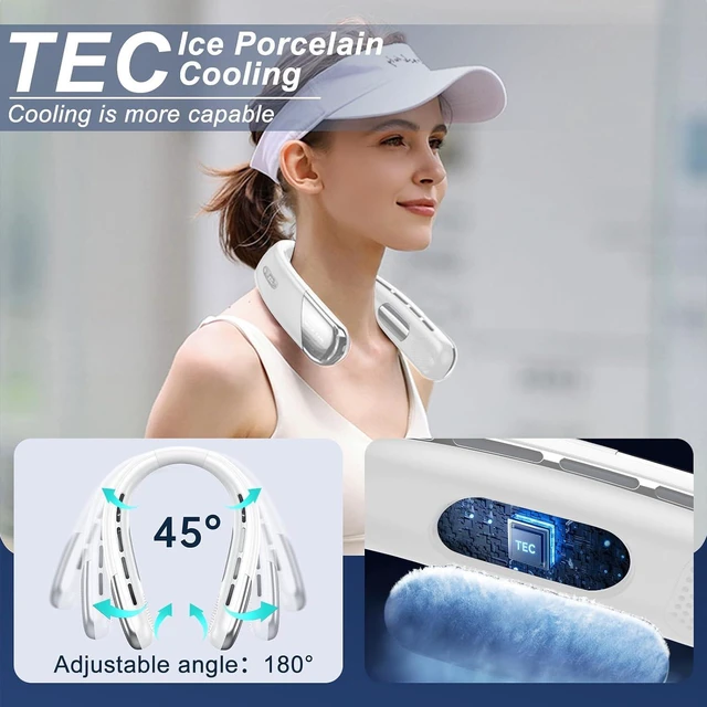 Alt view image 6 of 6 - neck fan, Bladeless Cooling Neck Fan Blow Cold Air Cooler Wearable Around Your Adjustable Hands Free Rechargeable Gift(White)