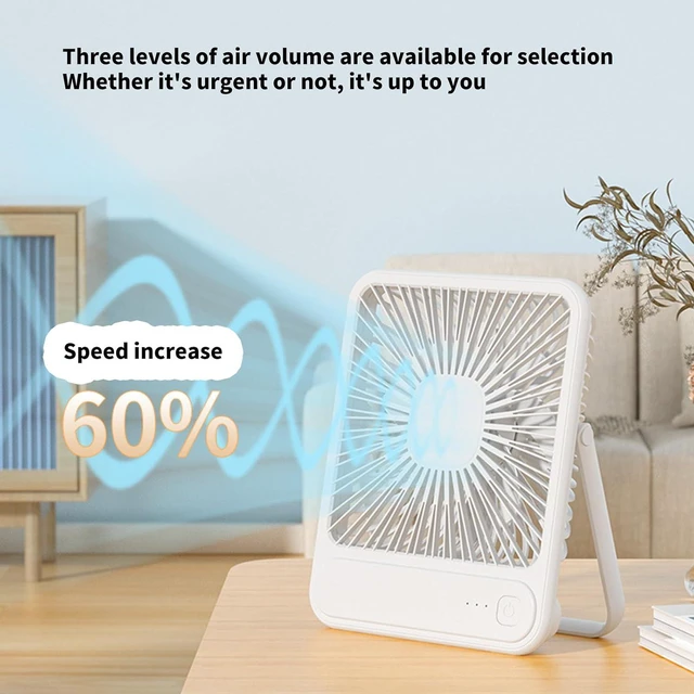Alt view image 4 of 7 - Rechargeable Small Fan with USB Charging and 3 Speed Adjustable Texture Suitable for Quiet and Efficient Cooling Rechargeable Fan