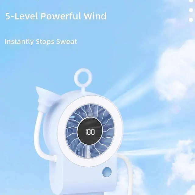 Alt view image 6 of 7 - Portable Fan, 5 Speed Powerful Cooling Tool for Home Gym Offices Use with Suction Cup(Green)