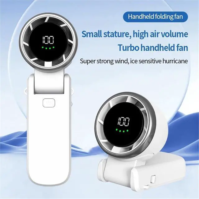 Alt view image 3 of 7 - Handheld Fan, Portable Folding High-speed Handheld Turbo Small Fan 100-gears Wind Power,for Travel, Office(Green)