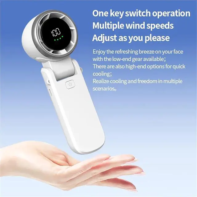 Alt view image 6 of 7 - Handheld Fan, Portable Folding High-speed Handheld Turbo Small Fan 100-gears Wind Power,for Travel, Office(Green)
