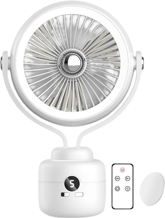 Alt view image 4 of 7 - Battery Operated Fan with LED Light for Tent or Room Use Adjustable Speed USB Chargeable Desk Cooling Gadget Battery Desk
