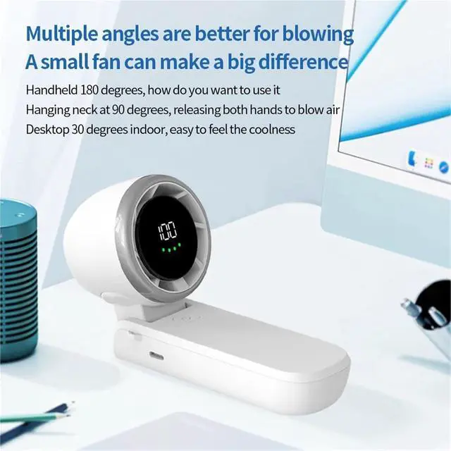 Alt view image 7 of 7 - Handheld Fan, Portable Folding High-speed Handheld Turbo Small Fan 100-gears Wind Power,for Travel, Office(Green)